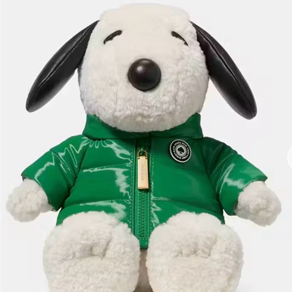 kate spade Handbags - kate spade White Snoopy Plush in Green Puffer Jacket with Black Ears